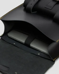 Kiev Glattleder Laptop Rucksack in Schwarz