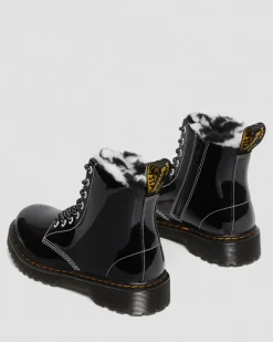 Kinder 1460 Serena Lackstiefel mit Kunstpelzfutter in Schwarz