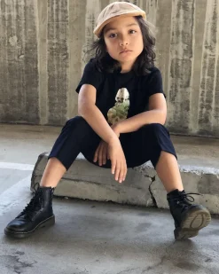 Kinder 1460 Softy T Leder Schnürstiefel in Schwarz