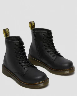 Kinder 1460 Softy T Leder Schnürstiefel in Schwarz
