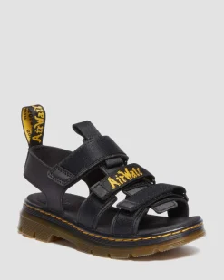 Kinder Callan Extra Tough Leder Sandalen in Schwarz