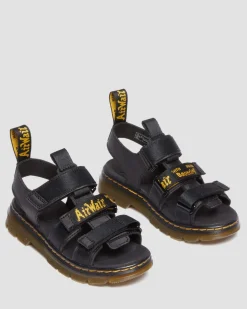 Kinder Callan Extra Tough Leder Sandalen in Schwarz