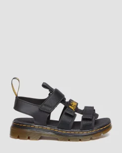 Kinder Callan Extra Tough Leder Sandalen in Schwarz