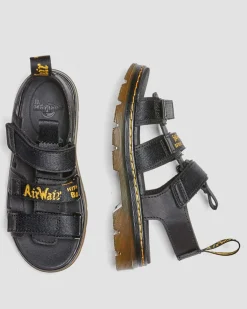Kinder Callan Extra Tough Leder Sandalen in Schwarz