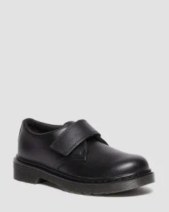 Kinder Kamron Leder Riemen Klettverschluss Oxford Schuhe in Schwarz