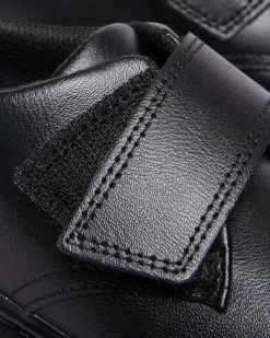 Kinder Kamron Leder Riemen Klettverschluss Oxford Schuhe in Schwarz
