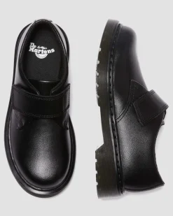Kinder Kamron Leder Riemen Klettverschluss Oxford Schuhe in Schwarz
