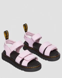 Kinder Klaire Athena Leder Riemen Klettverschluss Sandalen in Pink Oliv