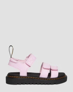Kinder Klaire Athena Leder Riemen Klettverschluss Sandalen in Pink Oliv