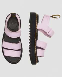 Kinder Klaire Athena Leder Riemen Klettverschluss Sandalen in Pink Oliv