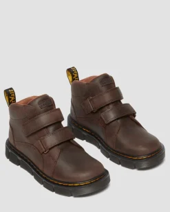 Kinder Raffe Easy-On Leder Stiefel in Dunkelbraun
