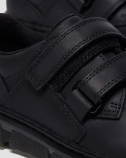 Kinder Raffe Leder Schuhe mit Riemen in Schwarz