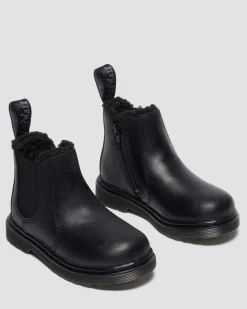 Kleinkind 2976 Leonore Chelsea Boots mit Kunstfellfutter in Schwarz