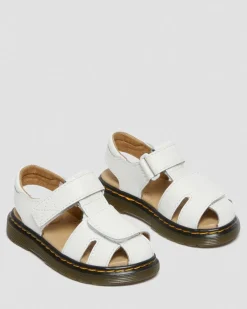 Kleinkind Moby II Leder Riemensandalen mit Klettverschluss in Weiß