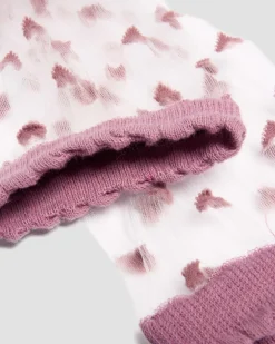 Kurze Mesh Bio-Baumwoll Socken mit Herzen in Dusty Rose Pink