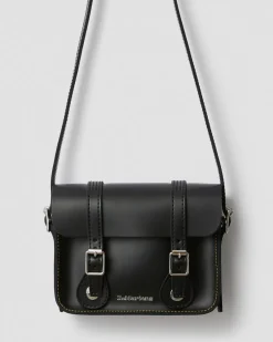 Leder Umhängetasche 18 cm in Schwarz
