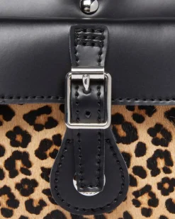 Leopard Print Hair-On Top Handle Tasche in Schwarz