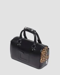 Leopard Print Hair-On Top Handle Tasche in Schwarz