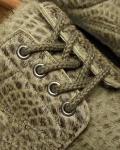 Lowell Hair On Leder Moc Toe Schuhe in Olivgrün Grün