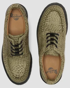 Lowell Hair On Leder Moc Toe Schuhe in Olivgrün Grün