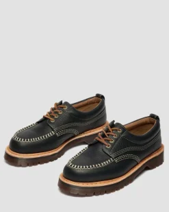 Lowell Wild Grain Leather Moc Toe Schuhe in Schwarz