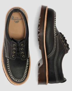 Lowell Wild Grain Leather Moc Toe Schuhe in Schwarz