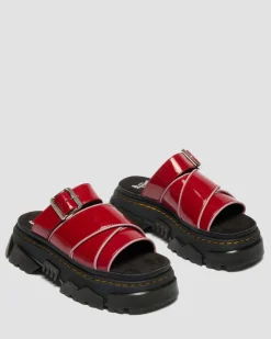 Mattison Slide Soft Lackleder Leder Sandalen in Scarlet Rot