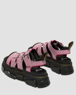 Mattison Soft Lackleder Sandalen mit 3 Riemen in Dusty Rose Pink