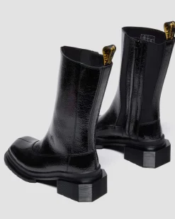 Maybole Hi Square Toe Lackleder Chelsea Boots in Schwarz
