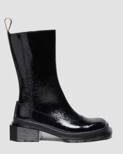 Maybole Hi Square Toe Lackleder Chelsea Boots in Schwarz