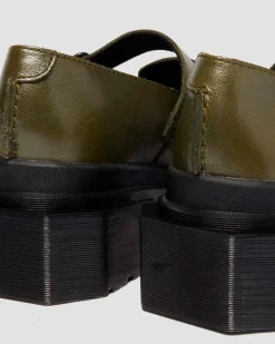 Maybole Mary Jane Square Toe Leder Schuhe in Olivgrün Grün