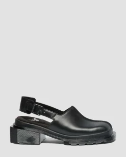 Maybole Square Toe Leder Mules in Schwarz