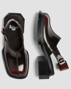 Maybole Square Toe Rub Off Leder Mules in Cherry Red