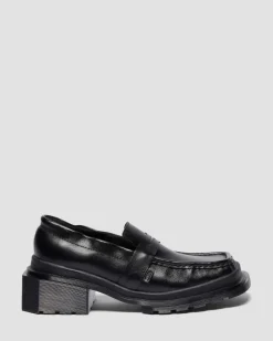 MAYBOLE SQUARE TOE RUCHED LEDER LOAFER in Schwarz