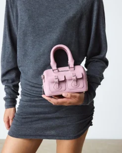 Mini Top Handle Lackleder Tasche in Dusty Rose Pink