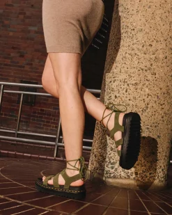 Nartilla Tumbled Nubuck Leder Gladiatorsandalen in Muted Olive