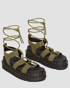 Nartilla Tumbled Nubuck Leder Gladiatorsandalen in Muted Olive