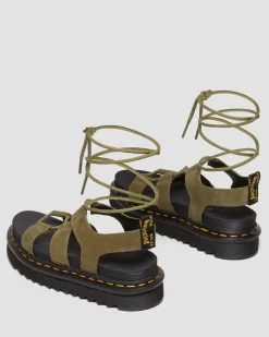 Nartilla Tumbled Nubuck Leder Gladiatorsandalen in Muted Olive