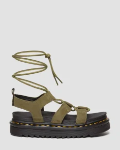 Nartilla Tumbled Nubuck Leder Gladiatorsandalen in Muted Olive