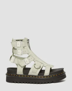 Olson Tumbled Nubuck Leder Gladiatorsandalen mit Reißverschluss in Smoked Mint