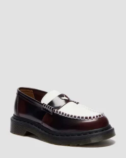 PENTON HEART ZWEIFARBIGE RUB-OFF LEDER LOAFER in Cherry Red & Weiß