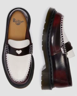 PENTON HEART ZWEIFARBIGE RUB-OFF LEDER LOAFER in Cherry Red & Weiß