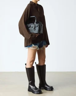 Rejena Hi Old Harness Leder Stiefel in Schwarz