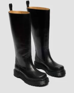 Rejena Hi Old Harness Leder Stiefel in Schwarz