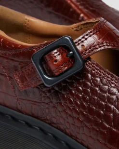Rejena Mary Jane Croc Emboss Leder Schuhe in Braun