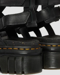 Ricki Nappa Lux Leder Gladiator Plateausandalen in Schwarz