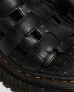 Ricki Nappa Lux Leder Gladiator Plateausandalen in Schwarz