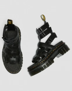 Ricki Nappa Lux Leder Gladiator Plateausandalen in Schwarz