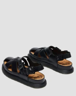 San Fisherman Leder Sandalen in Schwarz