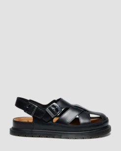 San Fisherman Leder Sandalen in Schwarz